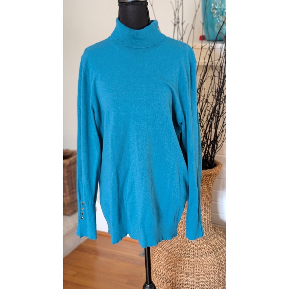 Torrid 1X Turquoise Turtleneck Sweater Plus Size Soft Knit Classic Preppy Chic